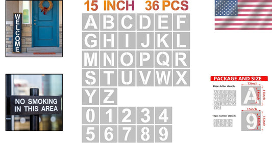 Eco-Friendly 15-Inch Stencils for Letters & Numbers - Perfect for Crafts