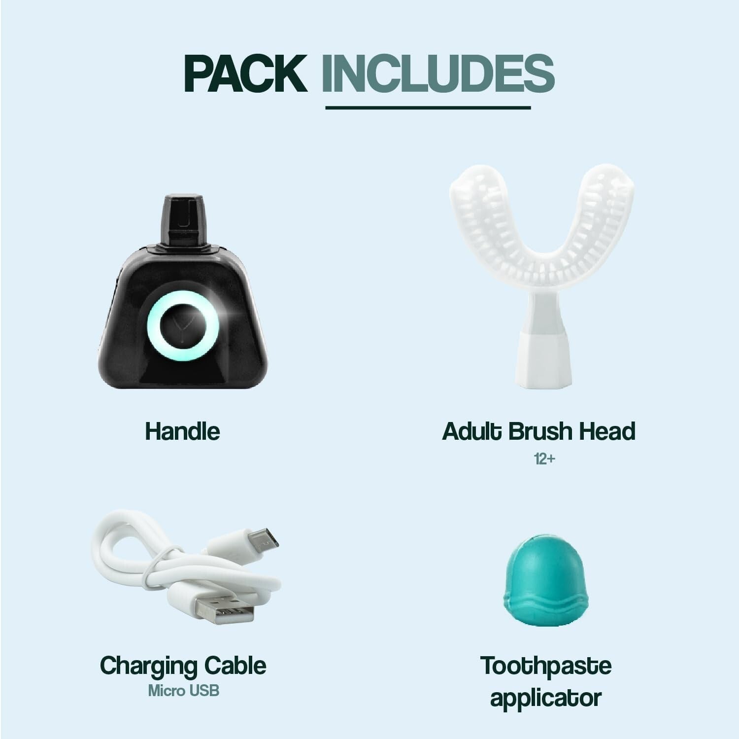 Innovative Y-Shaped Electric Toothbrush with 3 Months Battery Life - Black Adult