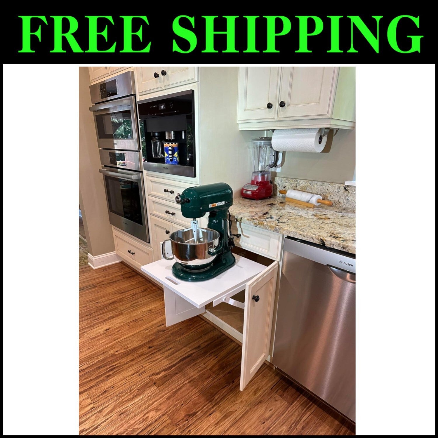 Effortless Kitchen Storage: Self-Locking Appliance Lift with Soft-Close Feature