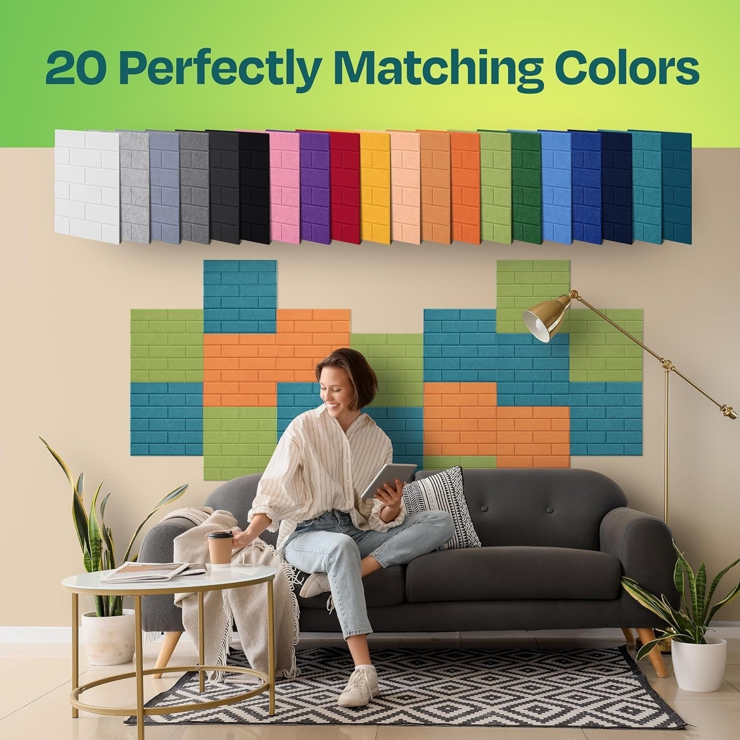 18-Pack Premium Acoustic Panels - Brick Design, Self-Adhesive, for Noise Damping