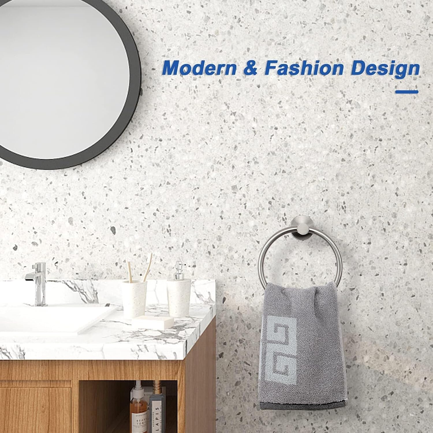 Elegant Wall-Mounted Towel Ring Set - Modern Stainless Steel Brushed Nickel