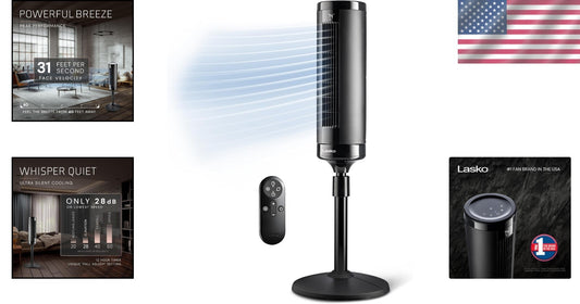 Elevation 42”-54” Adjustable Tower Fan with 31 ft/s Airflow & Remote Control