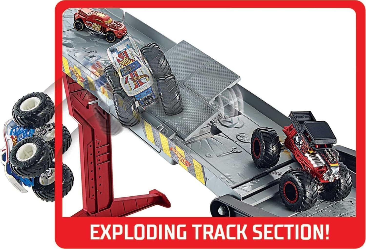 Exciting Monster Truck Racing Playset - 1:64 Scale with Trophy Cup & Transporter