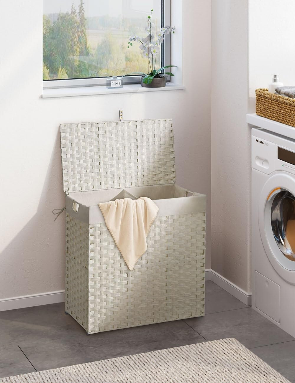 Durable Foldable Laundry Basket 110L with Lid - Stylish Organization Solution