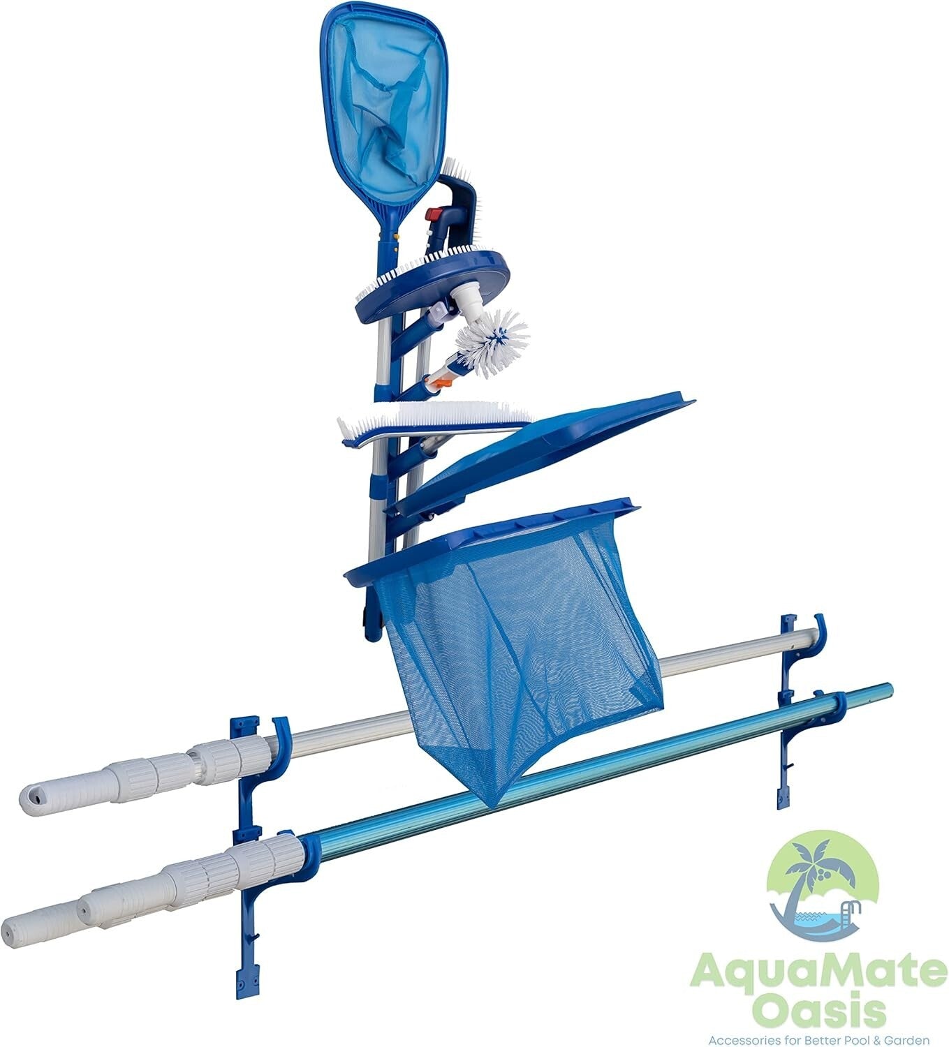 Organize Your Pool Area: Weatherproof Accessories Holder with Pole Support
