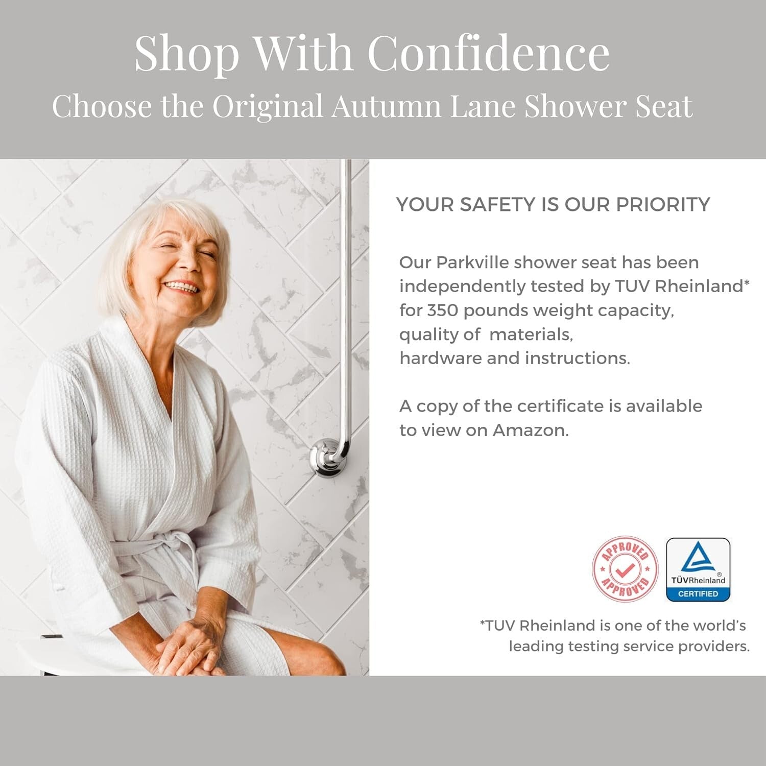 Compact & Modern Shower Bench - Fold Down Shower Seat with 350lbs Capacity