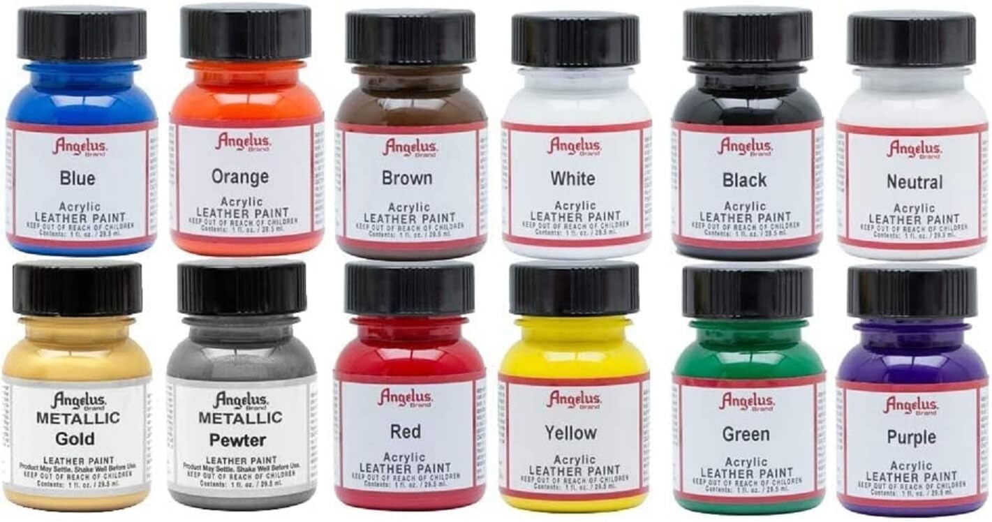 12-Pack Waterproof Acrylic Leather Paint Set - Vibrant Colors & Brush Included
