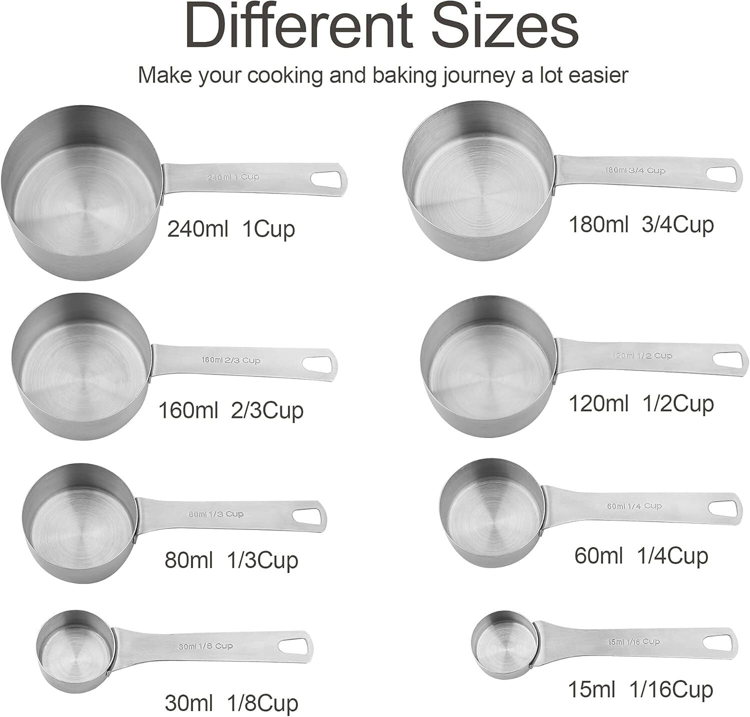 Eco-Friendly Stainless Steel Measuring Cups Set - 19 Pieces for Precise Cooking