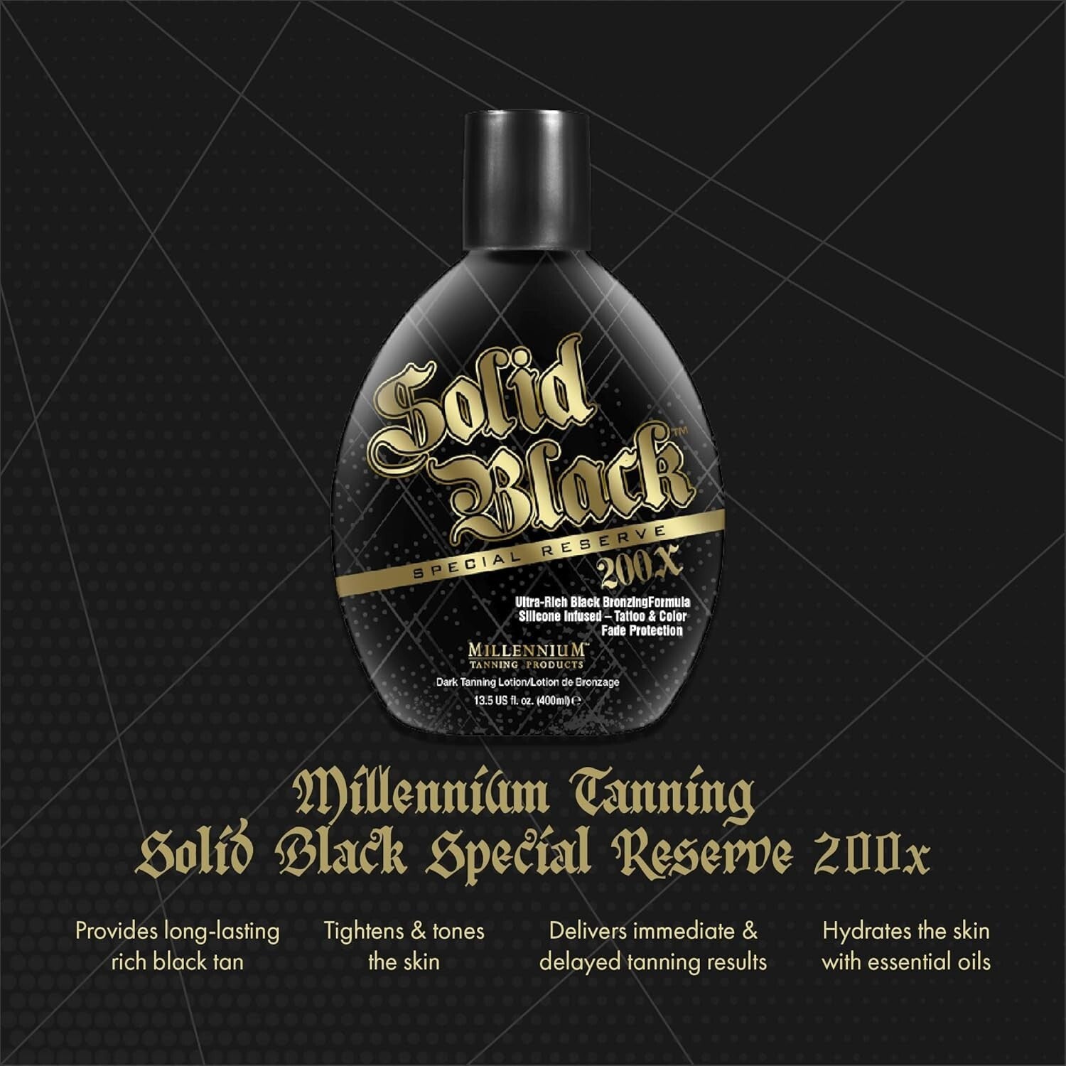 Solid Black Special Reserve 200X Tanning Lotion, 13.5oz, 2-Pack for Radiant Tan