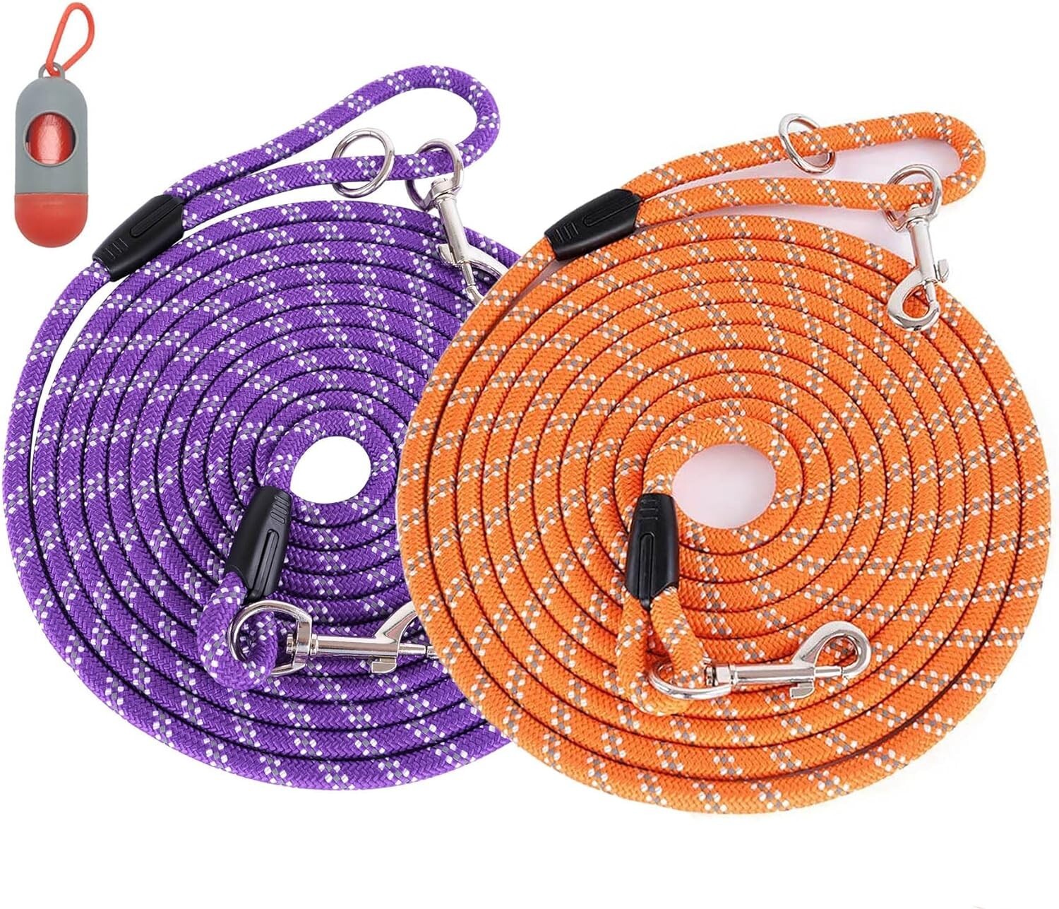 Premium 2 Pack Long Dog Leashes: 50FT with Reflective Thread for Added Safety