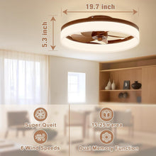 Load image into Gallery viewer, Stylish 19.7in Walnut Farmhouse Ceiling Fan with Dimmable LED Lights &amp; Remote