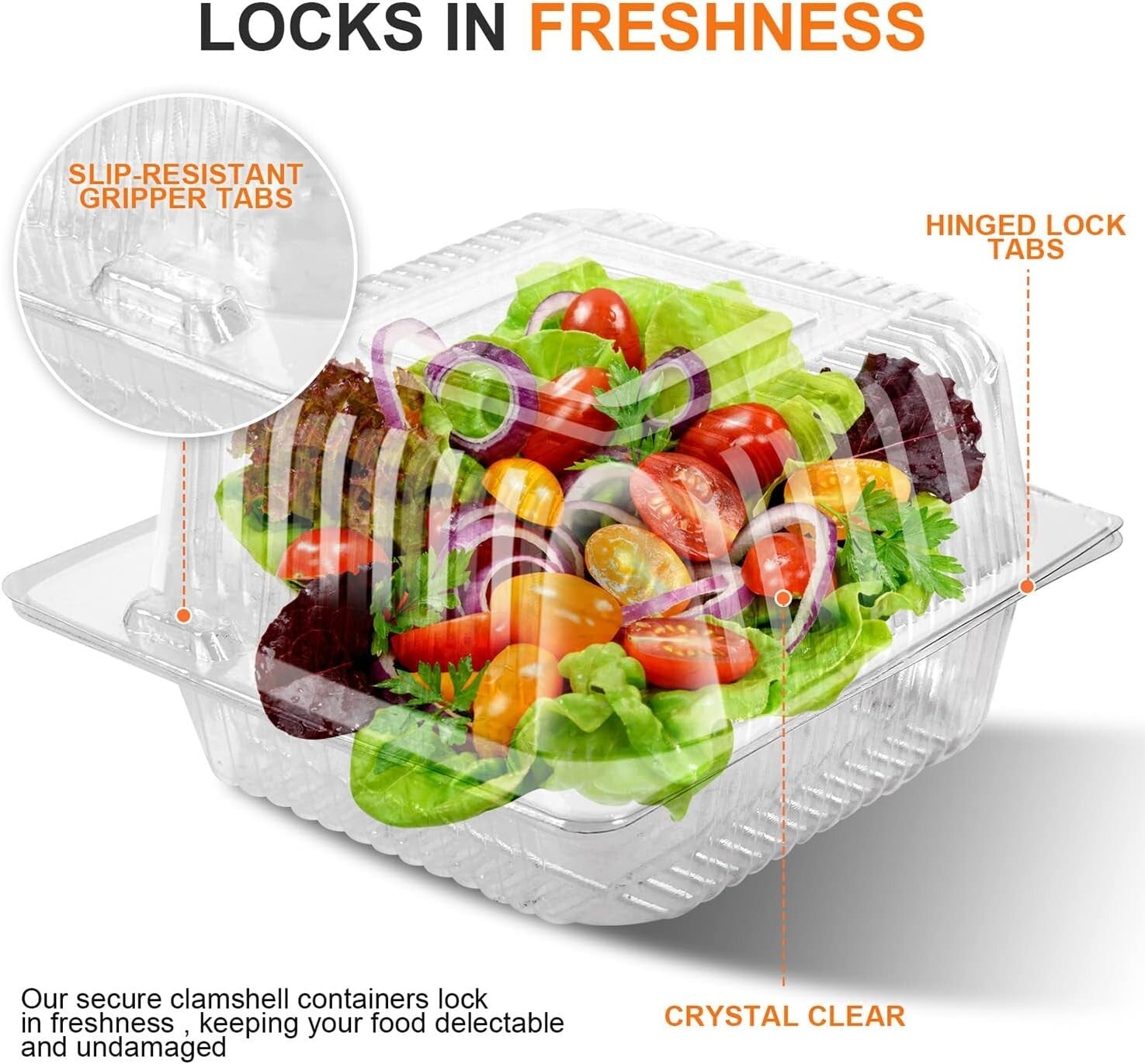Durable Clamshell Disposable Containers - Perfect for Salads, Desserts, and More