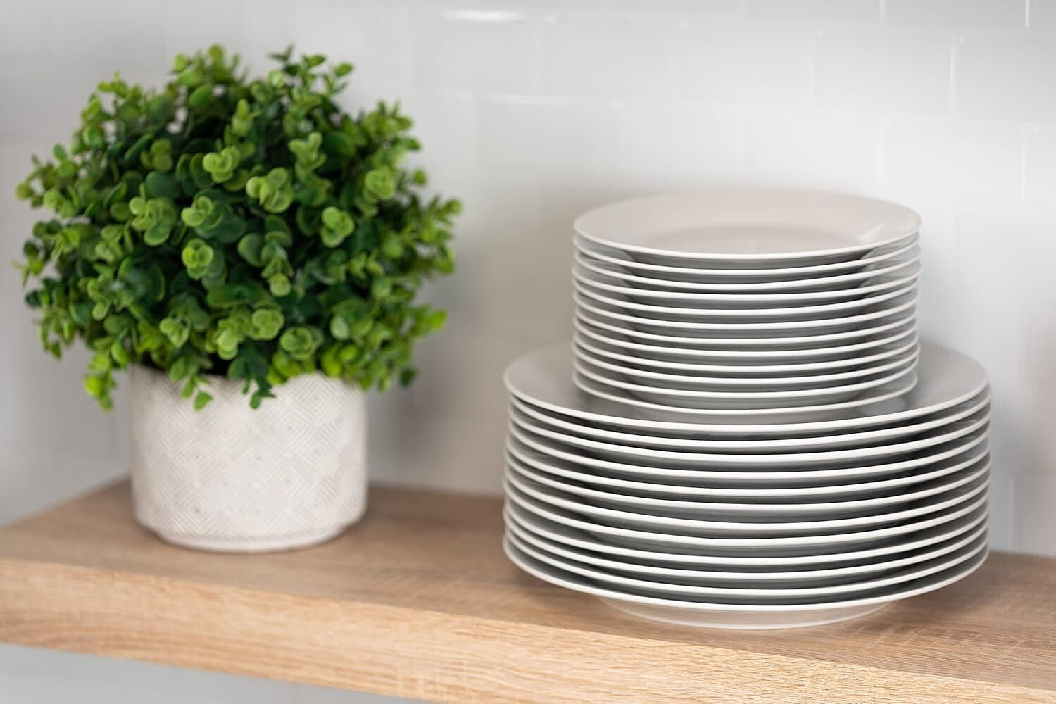 Classic Round White Plates Set - 12 Pieces, 7.5" Ceramic for Dining and Events