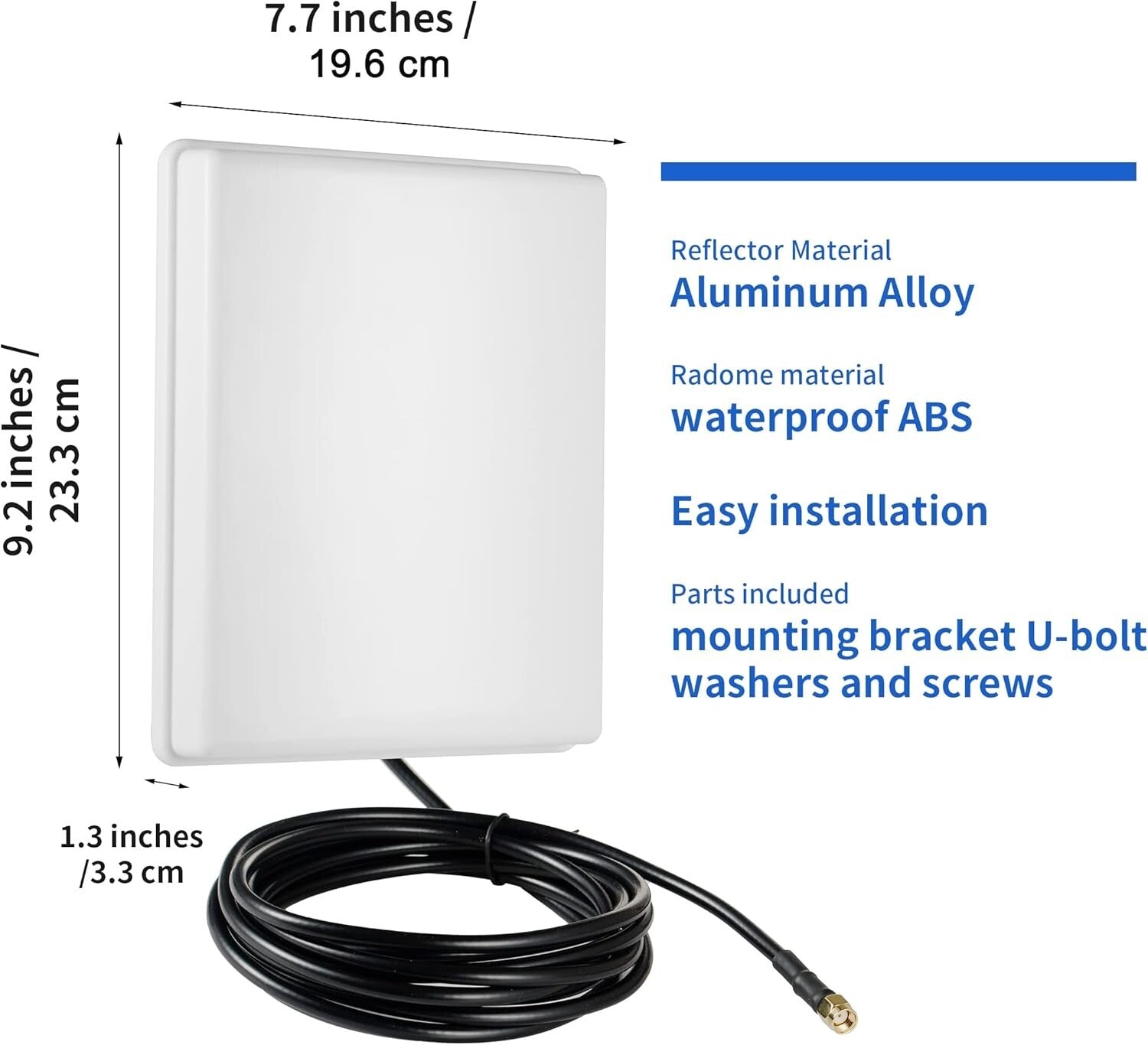 15dBi Dual Band Outdoor WiFi Booster Panel Antenna with 10Ft Waterproof Cable