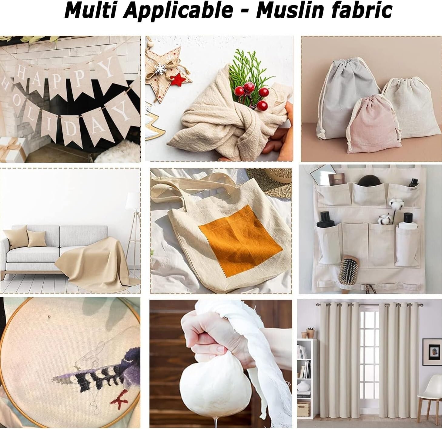 Versatile 25 Yards Natural Cotton Muslin Fabric - Ideal for Quilting & Draping