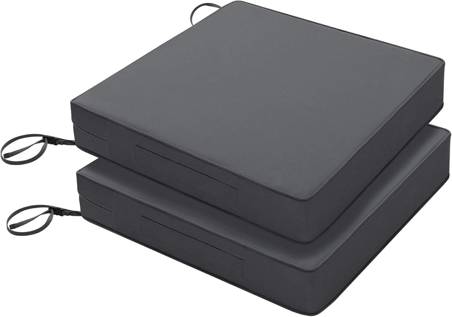 Luxurious 24-Inch Square Cushions for Patio Chairs 4-Inch Thick - Set of 2 Gray