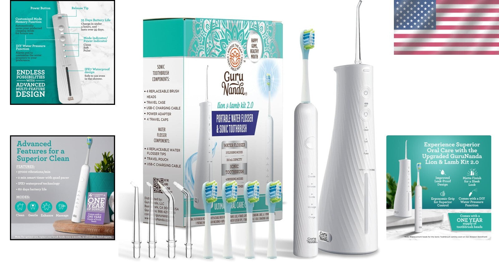 Lion & Lamb Kit 2.0: Electric Toothbrush & Water Flosser Combo for Superior Care