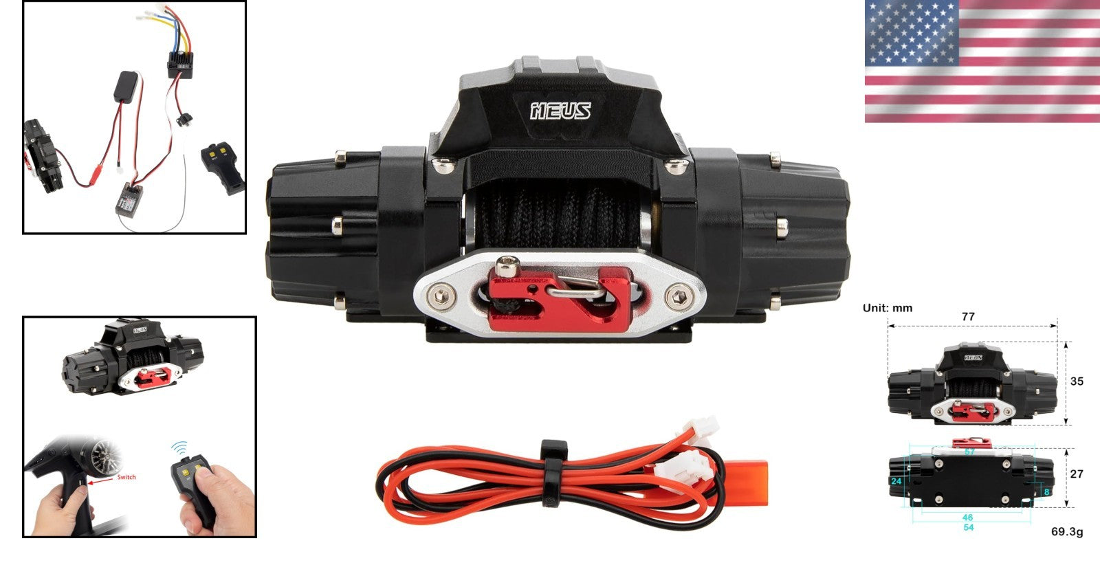 Durable Dual Motor RC Winch for 1/10 Crawlers - Perfect for Outdoor Adventures