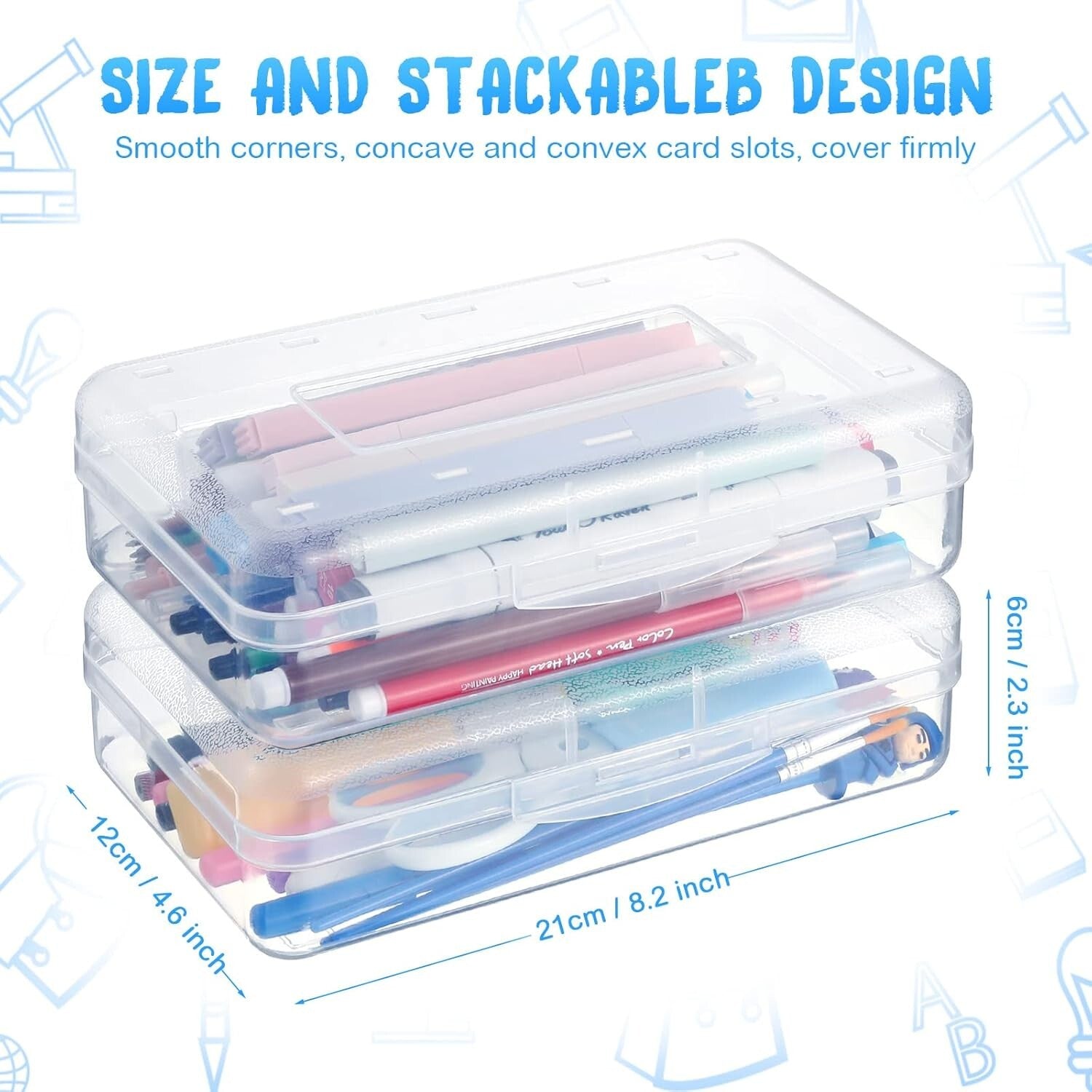 12 Pack Clear Plastic Storage Boxes with Snap Closure - Large Capacity Organizer