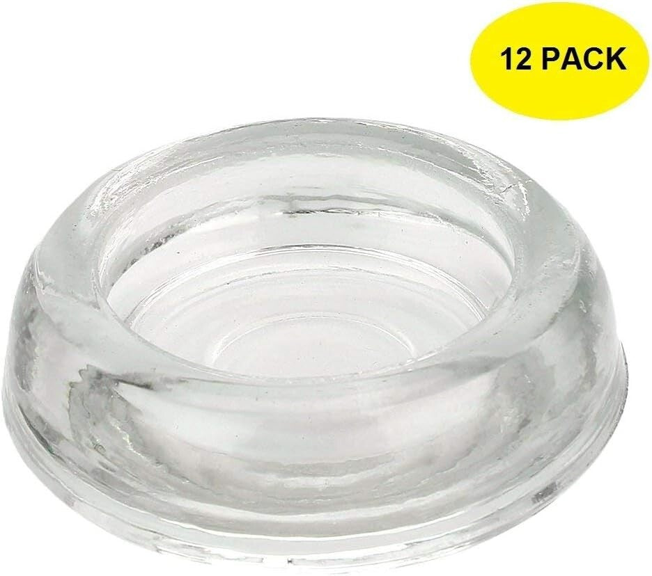 Versatile 3" Round Glass Chair Leg Floor Protectors - 12 Pack for All Floors