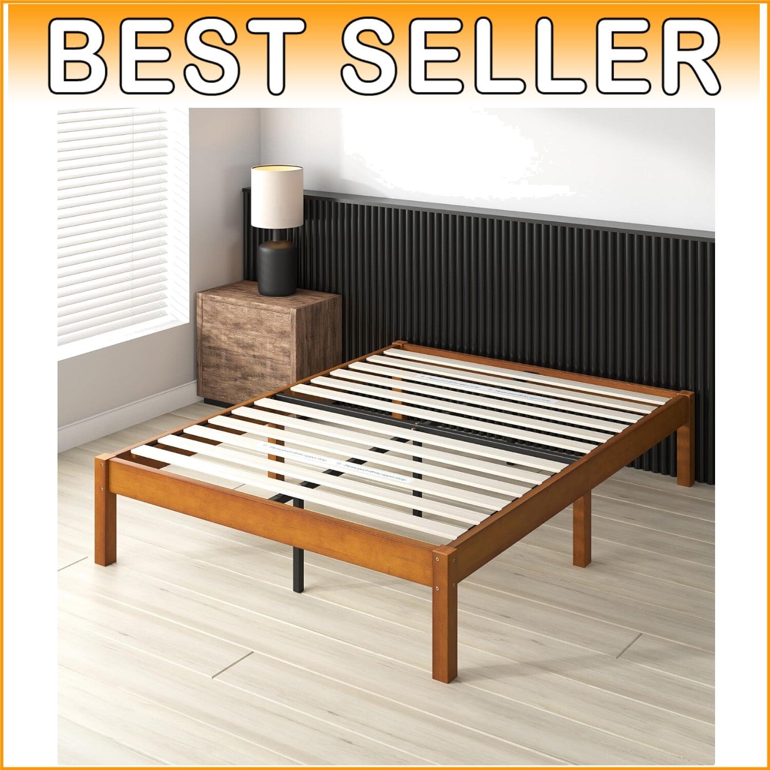 Eco-Friendly Ellie 14 Inch Bamboo King Platform Bed Frame - No Box Spring Needed