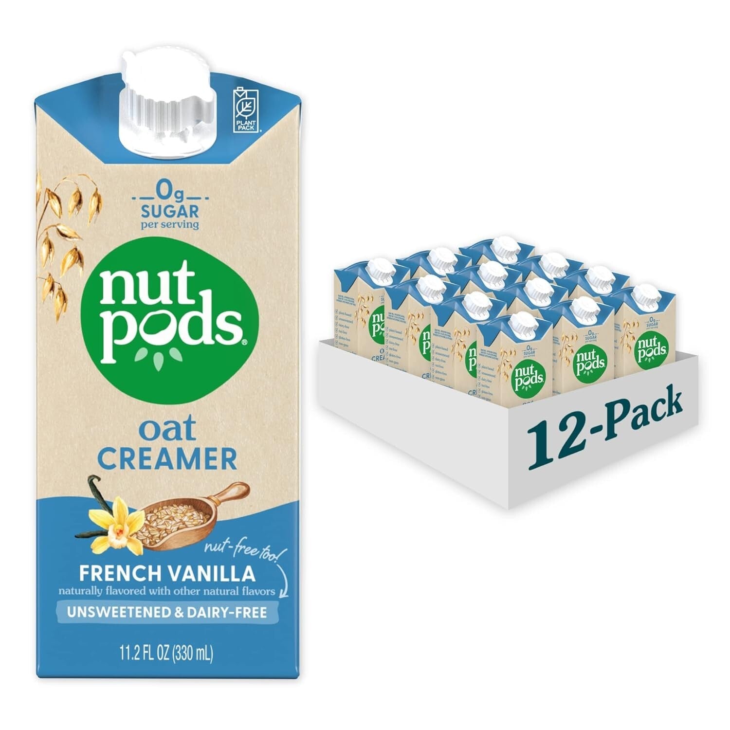Rich Creamy Oat French Vanilla Creamer - Gluten-Free & Sugar-Free (Pack of 12)