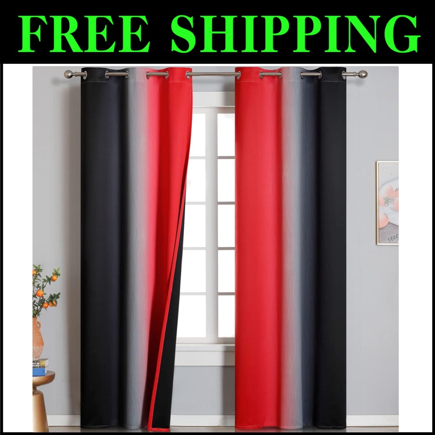 Stylish Ombre Blackout Drapes - 2 Panels of Full Light Blocking Curtains, 42x84