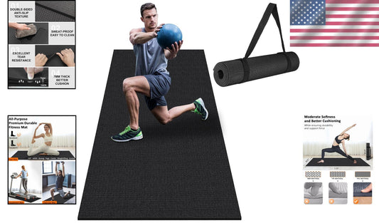 Eco-Friendly Large Workout Mat 6'x2' & 6'x4' - Heavy-Duty with Lifetime Warranty