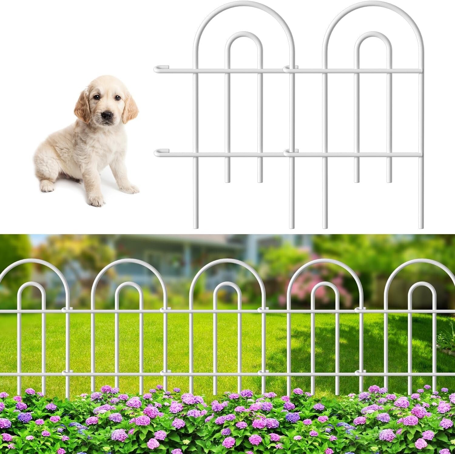 Elegant White Metal Garden Edging 35ft for Animals - Easy Setup & Customizable