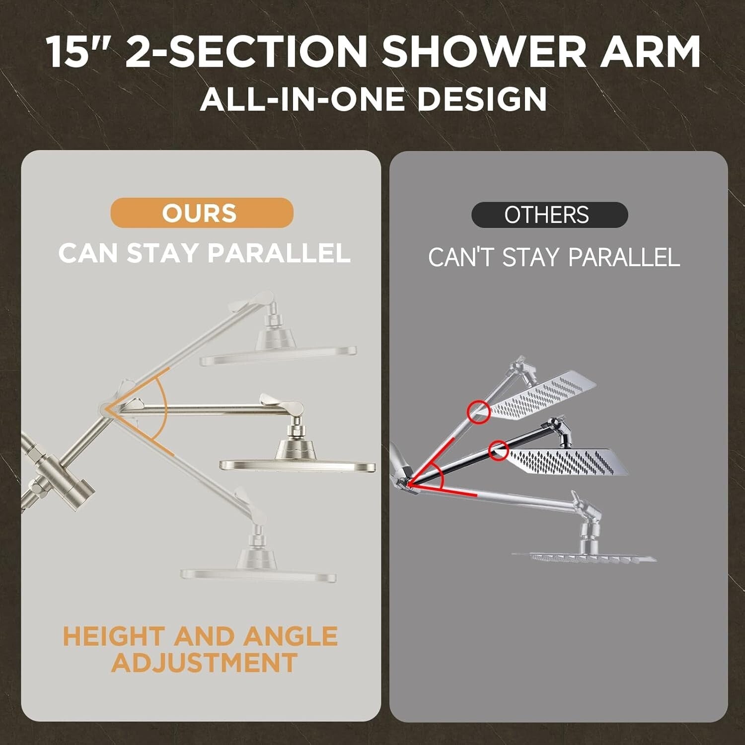 Adjustable 11.8 Inch Rain Showerhead Combo with 6 Spray Modes & Anti-Leak Design