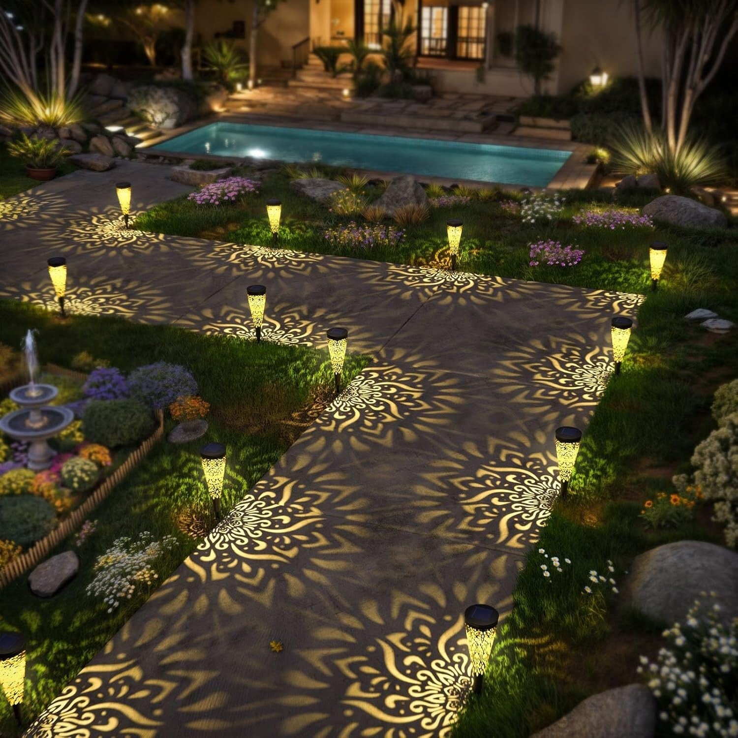 Decorative Solar Garden Lights - 6 Waterproof LED Fixtures for Pathway Benefits