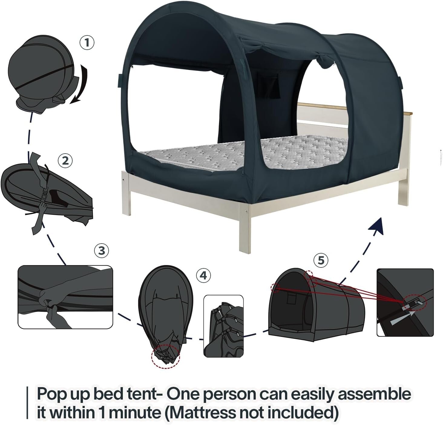 Breathable Indoor Bed Tent with 4 Doors - Cozy Privacy for Kids & Adults