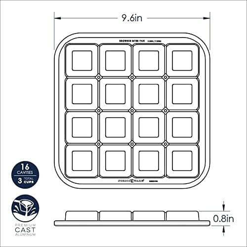 Aluminum Brownie Bites Pan - 16 Tasty Treats, Fudgy & Crispy Deliciousness
