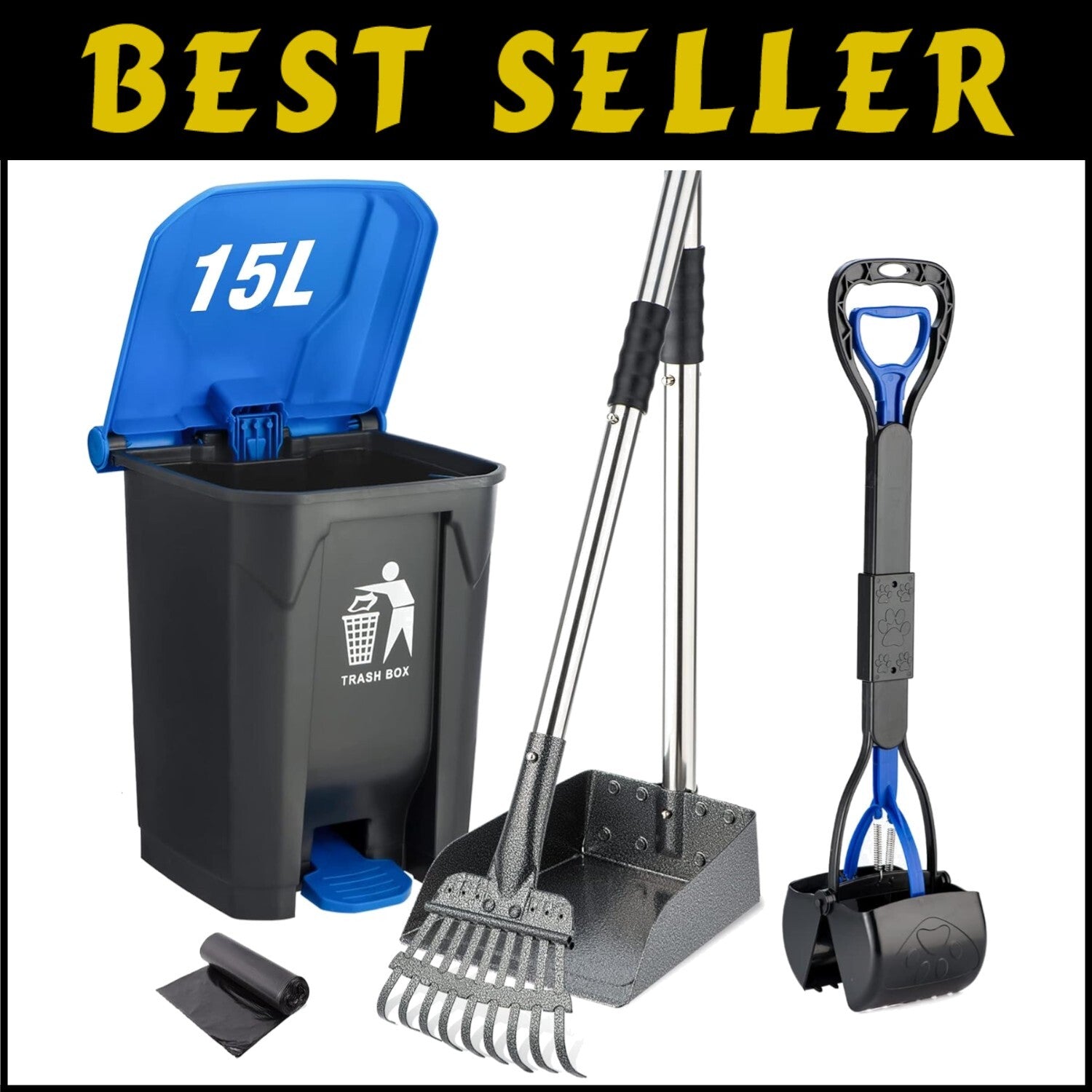 Effortless Pet Waste Clean-Up: Adjustable Pooper Scooper with Locking Bin