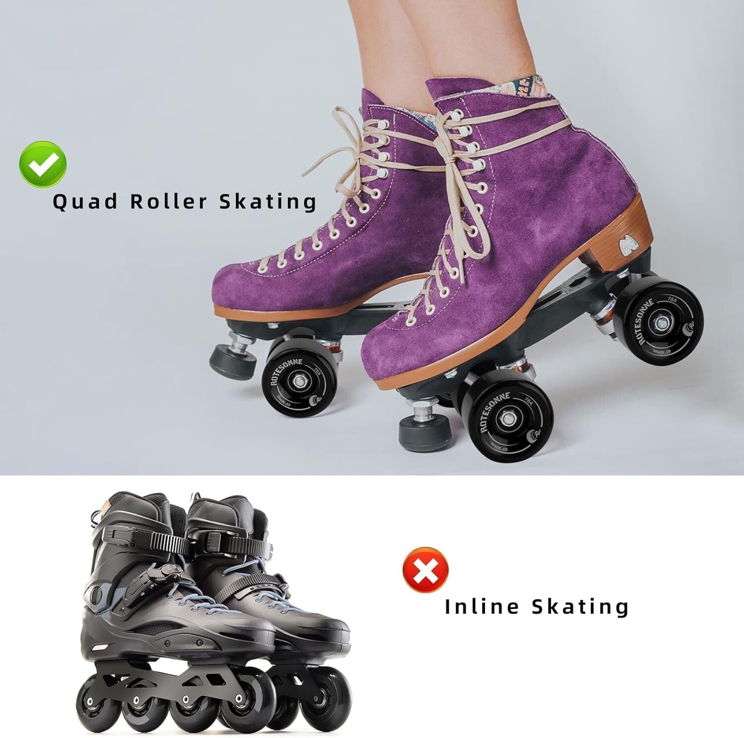Enhanced 65mm Roller Skate Wheels with Shock Absorption and Bearings Included