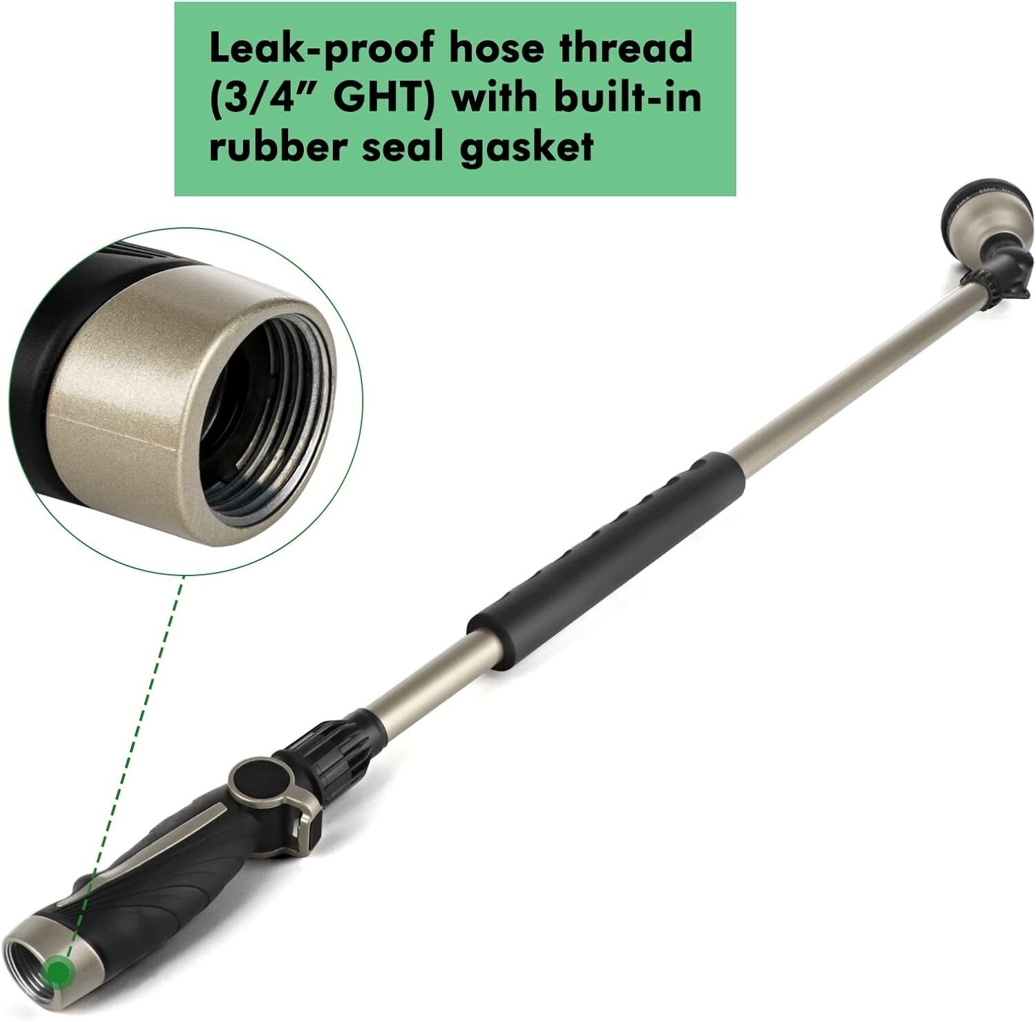 Ergonomic 36” Garden Hose Wand - Zinc Alloy with Thumb Control & 10 Patterns