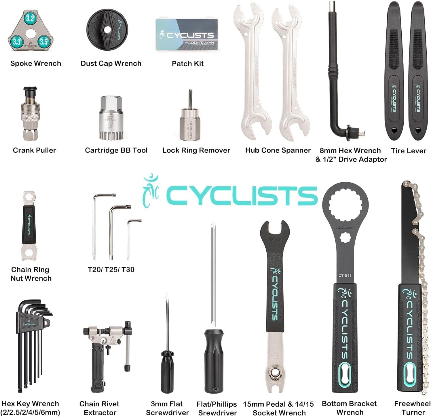 Durable Bike Tool Set with Storage Case - 22 Carbon Steel Tools Included