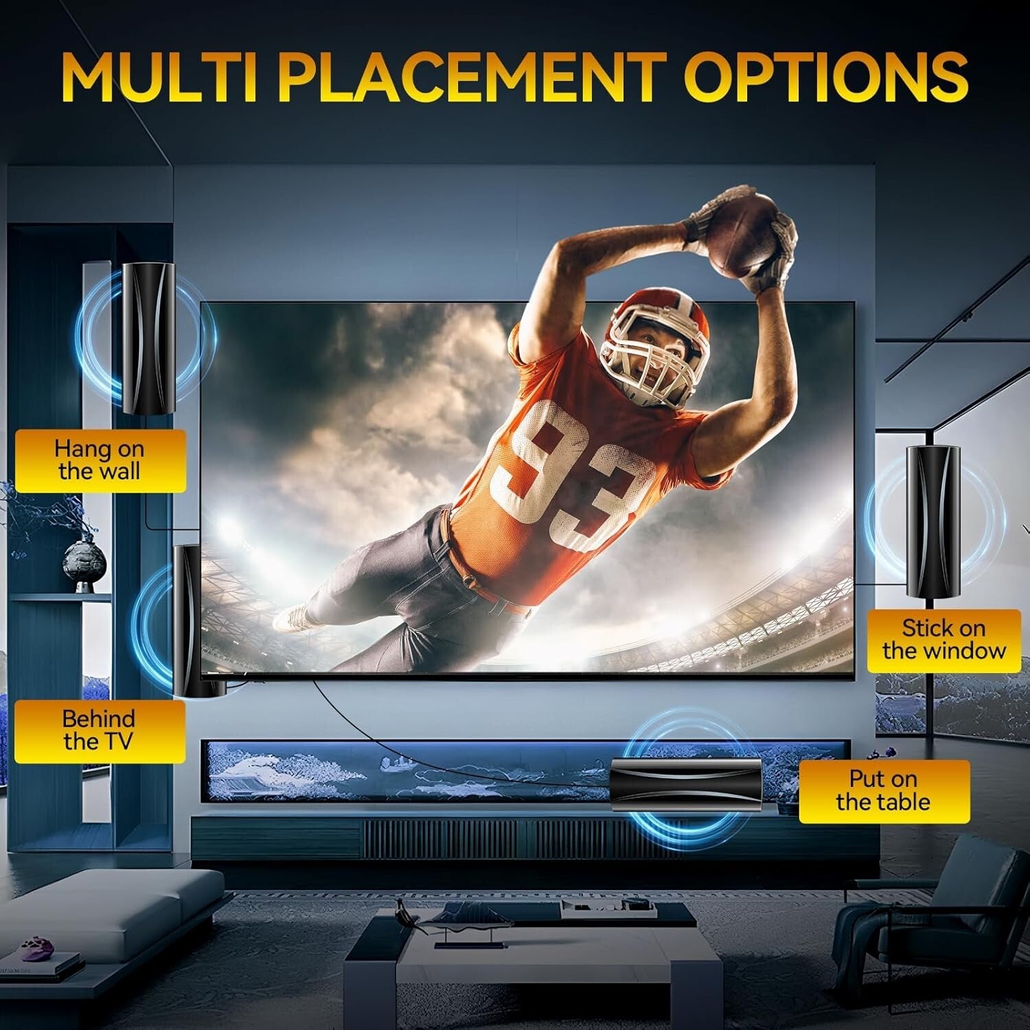 2200+ Miles Range Indoor TV Antenna with Amplifier - 1400 Channels Supported