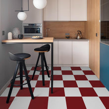 Load image into Gallery viewer, Versatile Red &amp; White Peel and Stick Floor Tiles - 30 Durable Vinyl Pieces