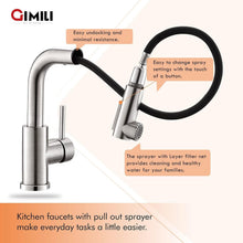 Load image into Gallery viewer, Sleek Brushed Nickel Kitchen Sink Faucet with 360° Swivel &amp; Pull-Down Sprayer