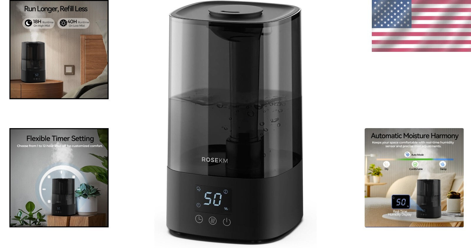 Ultra-Quiet 4.5L Humidifier with Digital Display for Optimal Comfort at Home