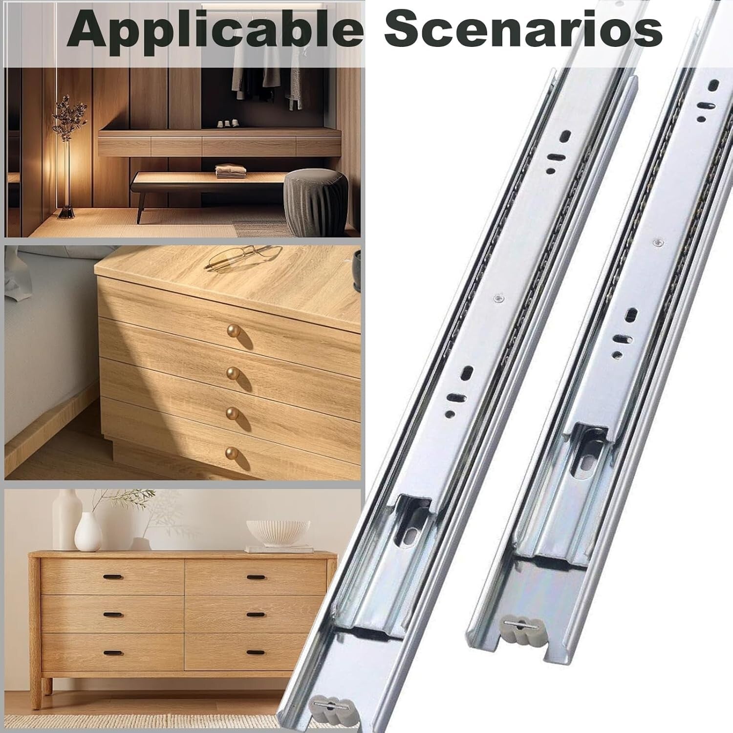 Heavy-Duty 16 Inch Ball Bearing Drawer Slides - Full Extension & Soft Close