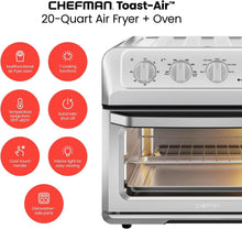 Load image into Gallery viewer, Stainless Steel Air Fryer Toaster Oven with Automatic Shutoff - 20 Qt Capacity