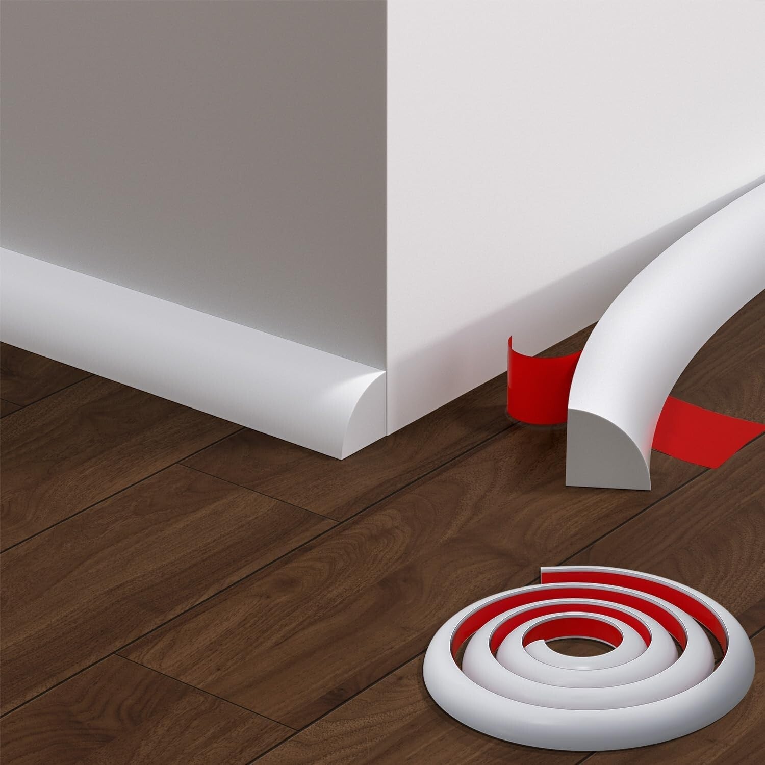 Flexible 158 Inch Rubber Peel and Stick Quarter Round Molding - Waterproof Trim