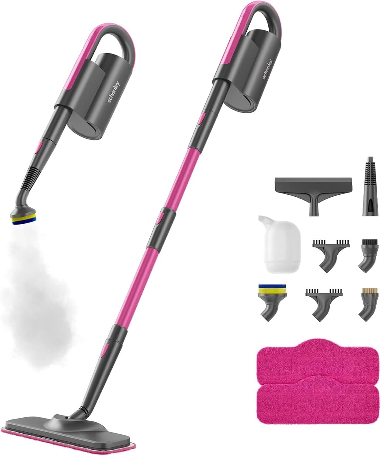 Chemical-Free 7-in-1 Steam Mop with Swivel Head & Washable Microfiber Pads