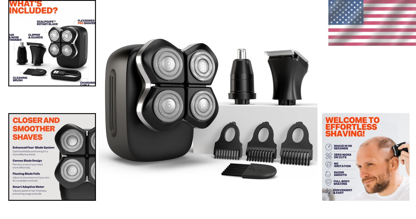 Rechargeable Waterproof Shaver with Rotary Blades - Precision Grooming Tool