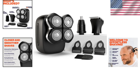 Rechargeable Waterproof Shaver with Rotary Blades - Precision Grooming Tool