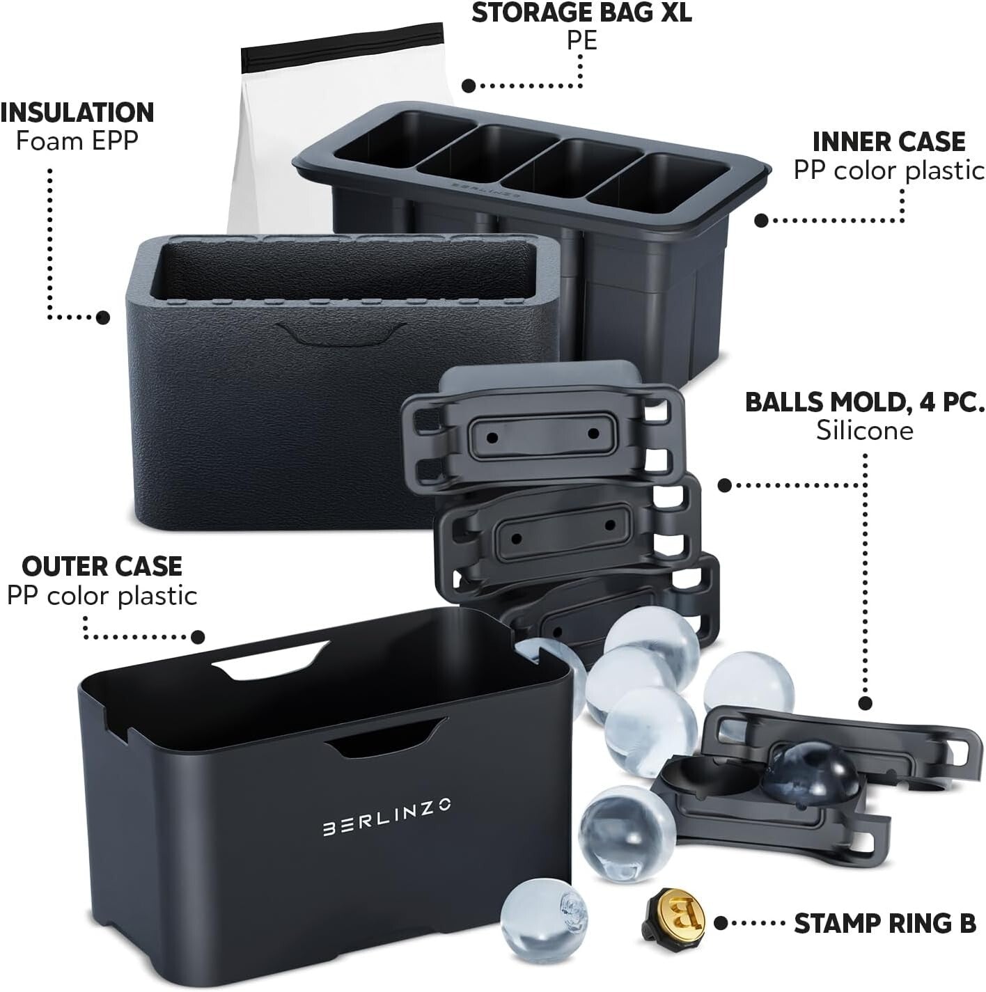 BPA-Free Silicone Ice Ball Mold: 8 Crystal Clear 2.4" Ice Balls for Any Beverage