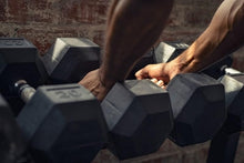 Load image into Gallery viewer, 20LB Rubber Encased Hex Dumbbells - Secure Grip and Floor Protection
