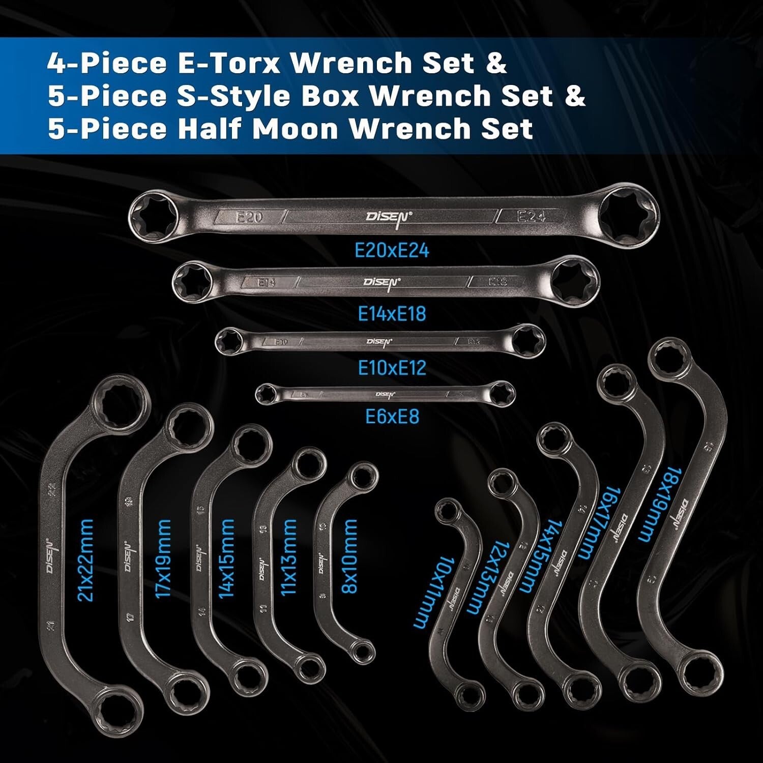 14-Piece Chrome Vanadium Wrench Set with EVA Organizer for Ultimate Versatility